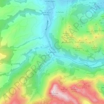 Rubalcabaの地形図、標高、地勢