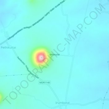 othimalaiの地形図、標高、地勢