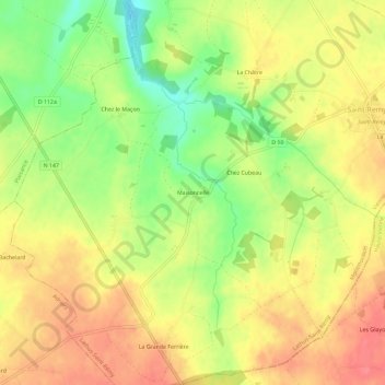 Maisoncelleの地形図、標高、地勢