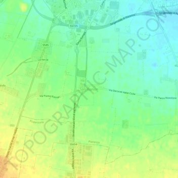 San Bonicoの地形図、標高、地勢