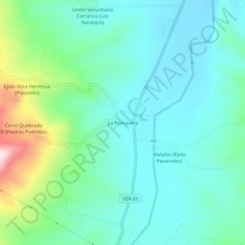 La Primaveraの地形図、標高、地勢