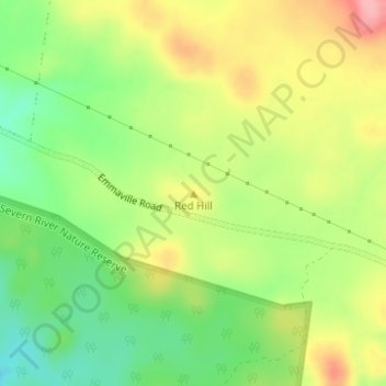 Red Hillの地形図、標高、地勢