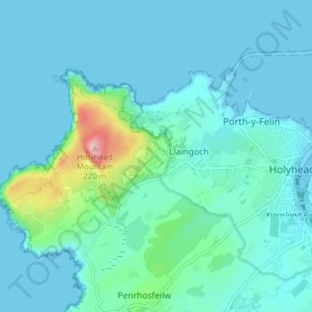 Mountainの地形図、標高、地勢