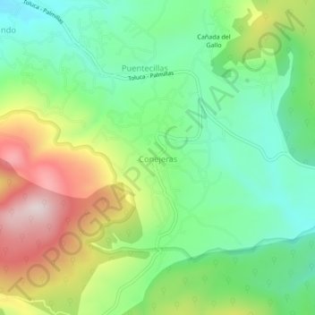 Conejerasの地形図、標高、地勢