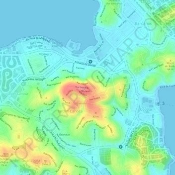 Morro do Dendêの地形図、標高、地勢