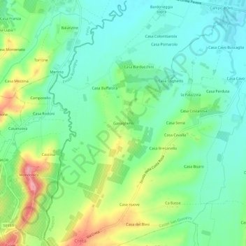 Ganaghelloの地形図、標高、地勢