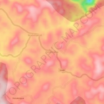 Dodmaneの地形図、標高、地勢