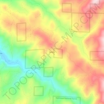 Sandozの地形図、標高、地勢