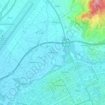 Yurreの地形図、標高、地勢