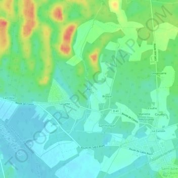 Tortの地形図、標高、地勢