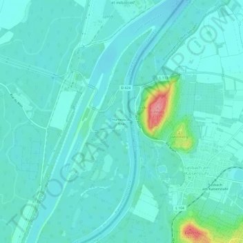 Hameau du Rhinの地形図、標高、地勢