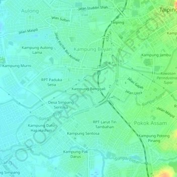 Kampung Benggaliの地形図、標高、地勢