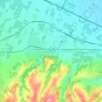Pragattoの地形図、標高、地勢
