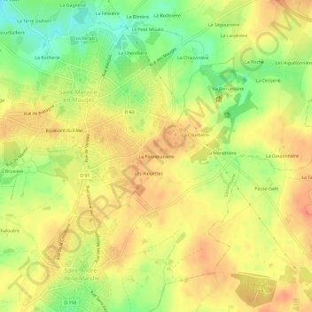 La Penneraiserieの地形図、標高、地勢