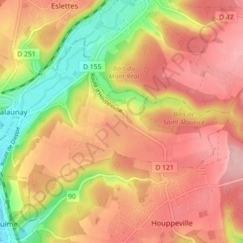 La Ville aux Geaisの地形図、標高、地勢