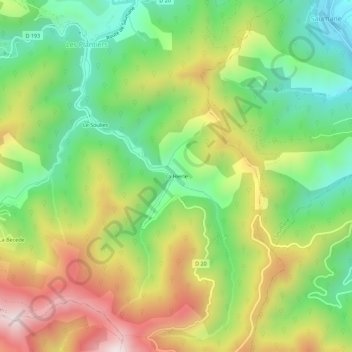 La Hierleの地形図、標高、地勢