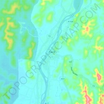 Paritの地形図、標高、地勢