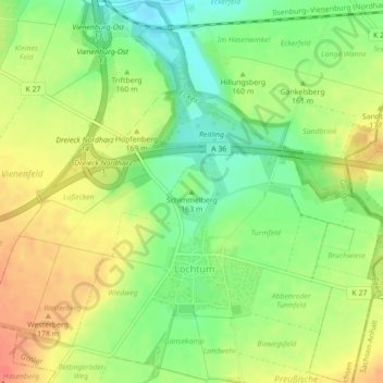 Schimmelbergの地形図、標高、地勢