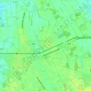 Bramkampの地形図、標高、地勢