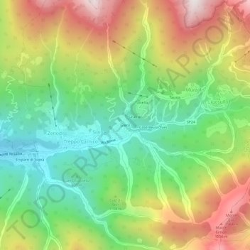 Glerisの地形図、標高、地勢