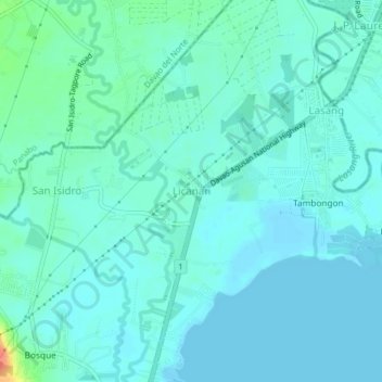 Licananの地形図、標高、地勢