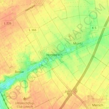 Hompeschの地形図、標高、地勢