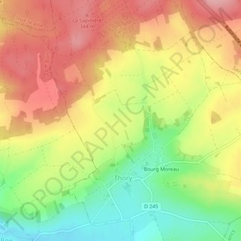 Chavinの地形図、標高、地勢