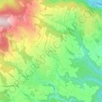 Riegersbachの地形図、標高、地勢