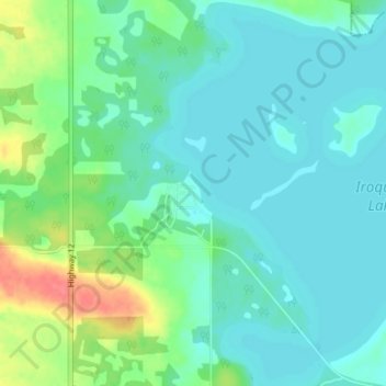 Pelican Coveの地形図、標高、地勢