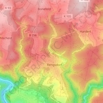 Untere Mühleの地形図、標高、地勢
