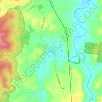 Taradaleの地形図、標高、地勢