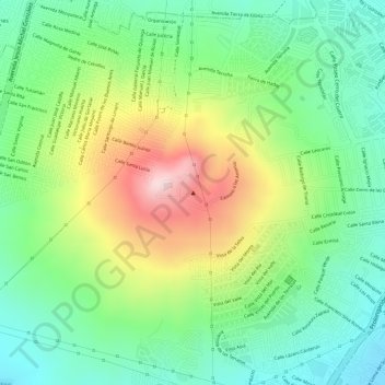 Cerro del Cuatroの地形図、標高、地勢