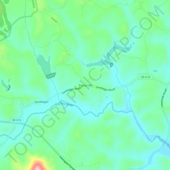Fancy Hillの地形図、標高、地勢