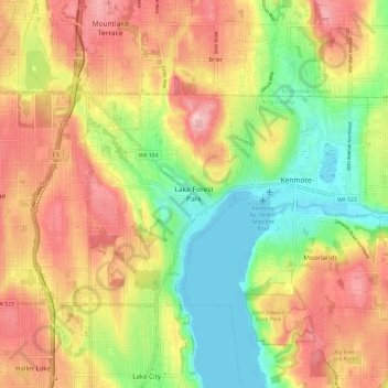 Lake Forest Parkの地形図、標高、地勢