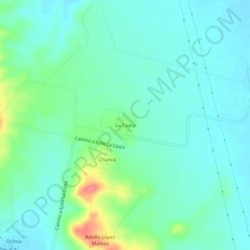 La Costaの地形図、標高、地勢