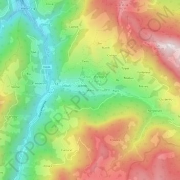Murinの地形図、標高、地勢