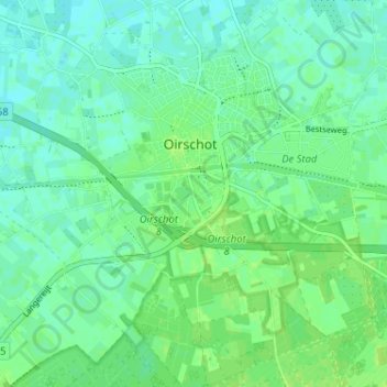 Theetuinの地形図、標高、地勢