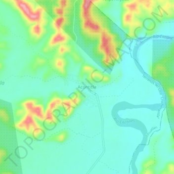Acontitlaの地形図、標高、地勢