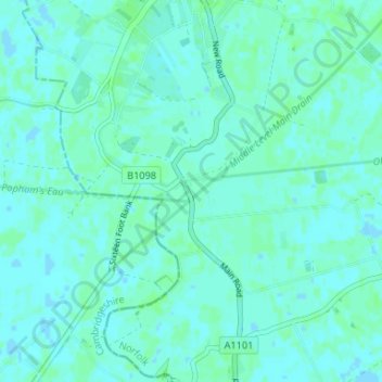 Three Holesの地形図、標高、地勢
