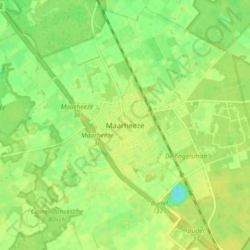 Maarheezeの地形図、標高、地勢