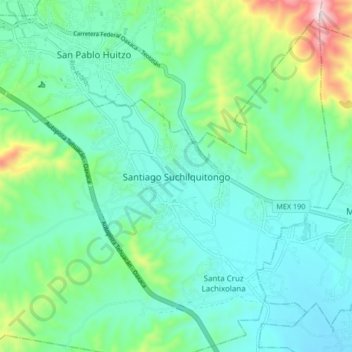 Santiago Suchilquitongoの地形図、標高、地勢