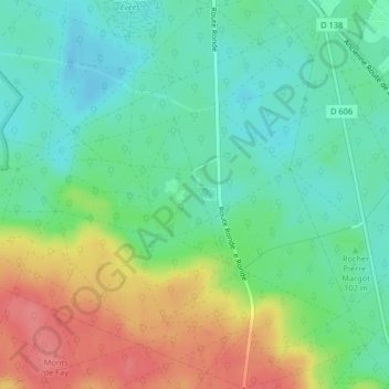 Chêne bonsaï du Rocher Canonの地形図、標高、地勢
