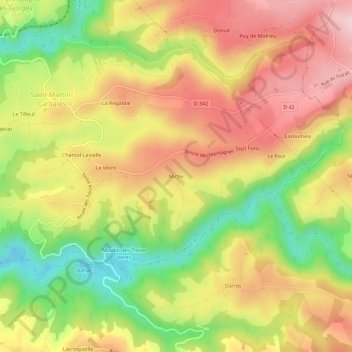 Micheの地形図、標高、地勢