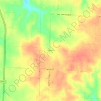 Ebenezerの地形図、標高、地勢