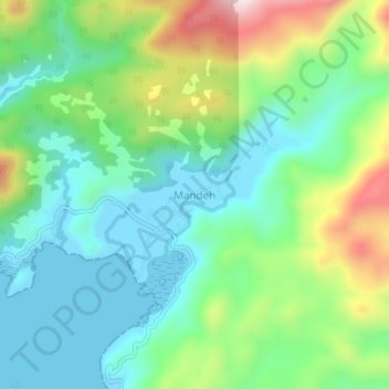 Mandehの地形図、標高、地勢