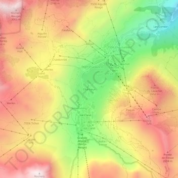 Chartreuxの地形図、標高、地勢