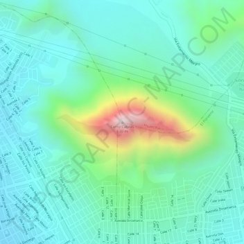 Cerro Cabrasの地形図、標高、地勢
