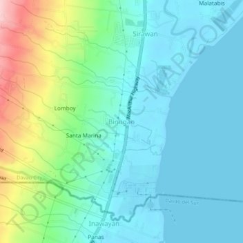 Binugaoの地形図、標高、地勢