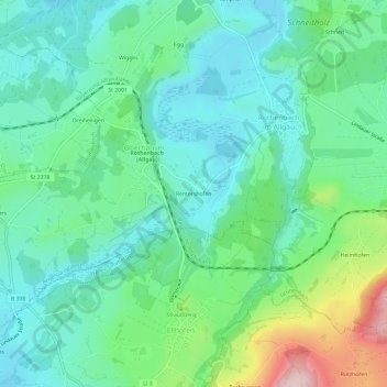 Rentershofenの地形図、標高、地勢