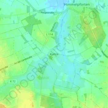Kuhlaの地形図、標高、地勢